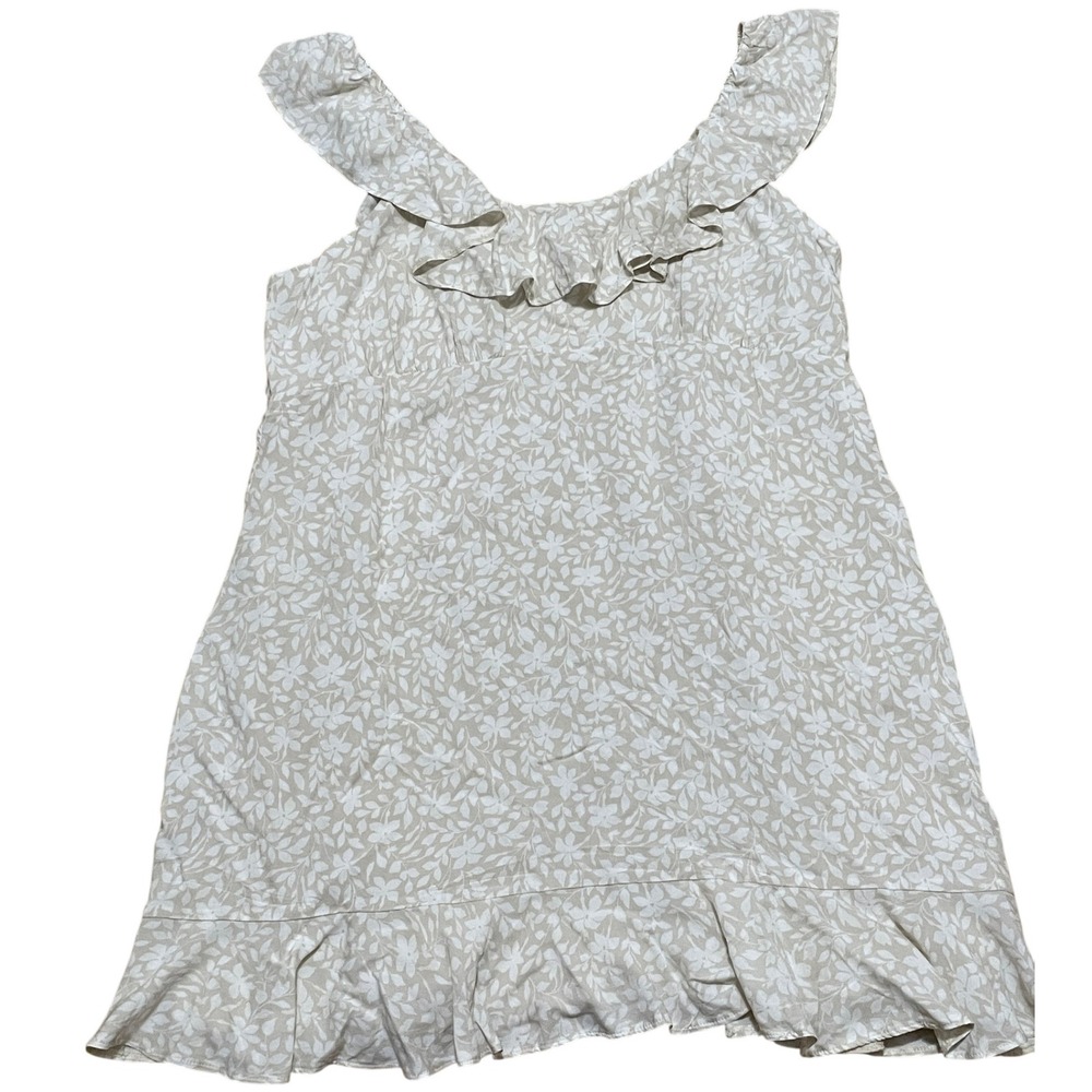 Abercrombie & Fitch Women's XL Cream Beige Floral Ruffle‎ Milkmaid Dress NWT